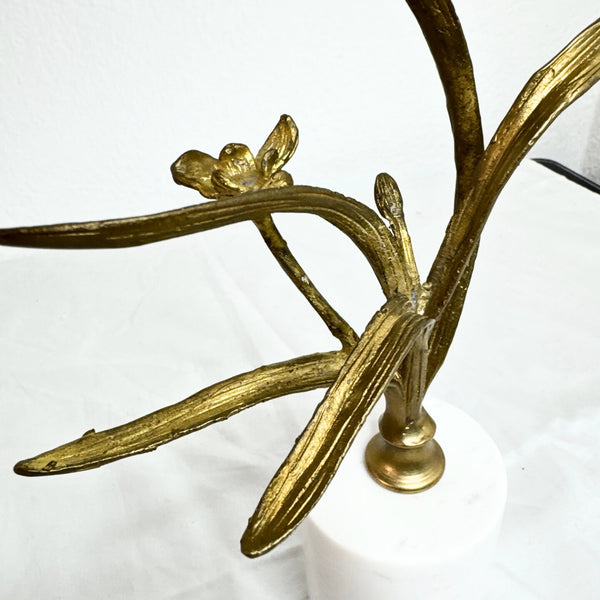 Metal gold tree with marble base