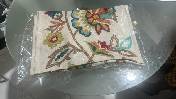 Floral table runner with embroidery