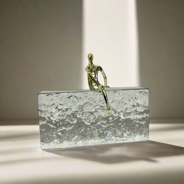 Crystal ornament with gold man