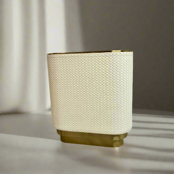 Gold & leather vase