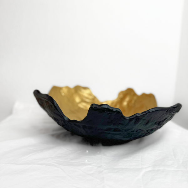 Black and gold fruit bowl - large