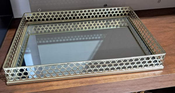 Gold Tray With Mirror