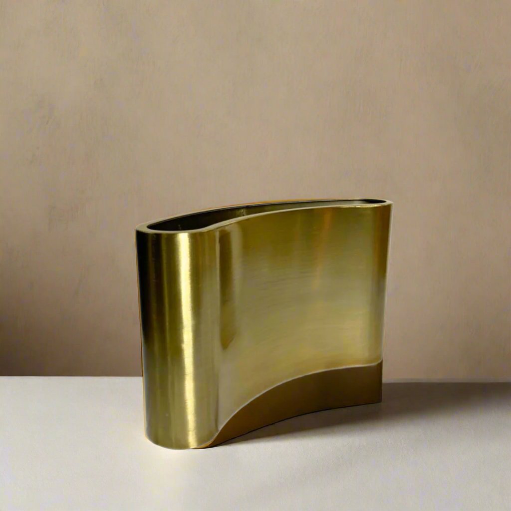 Curved metal vase – view 2