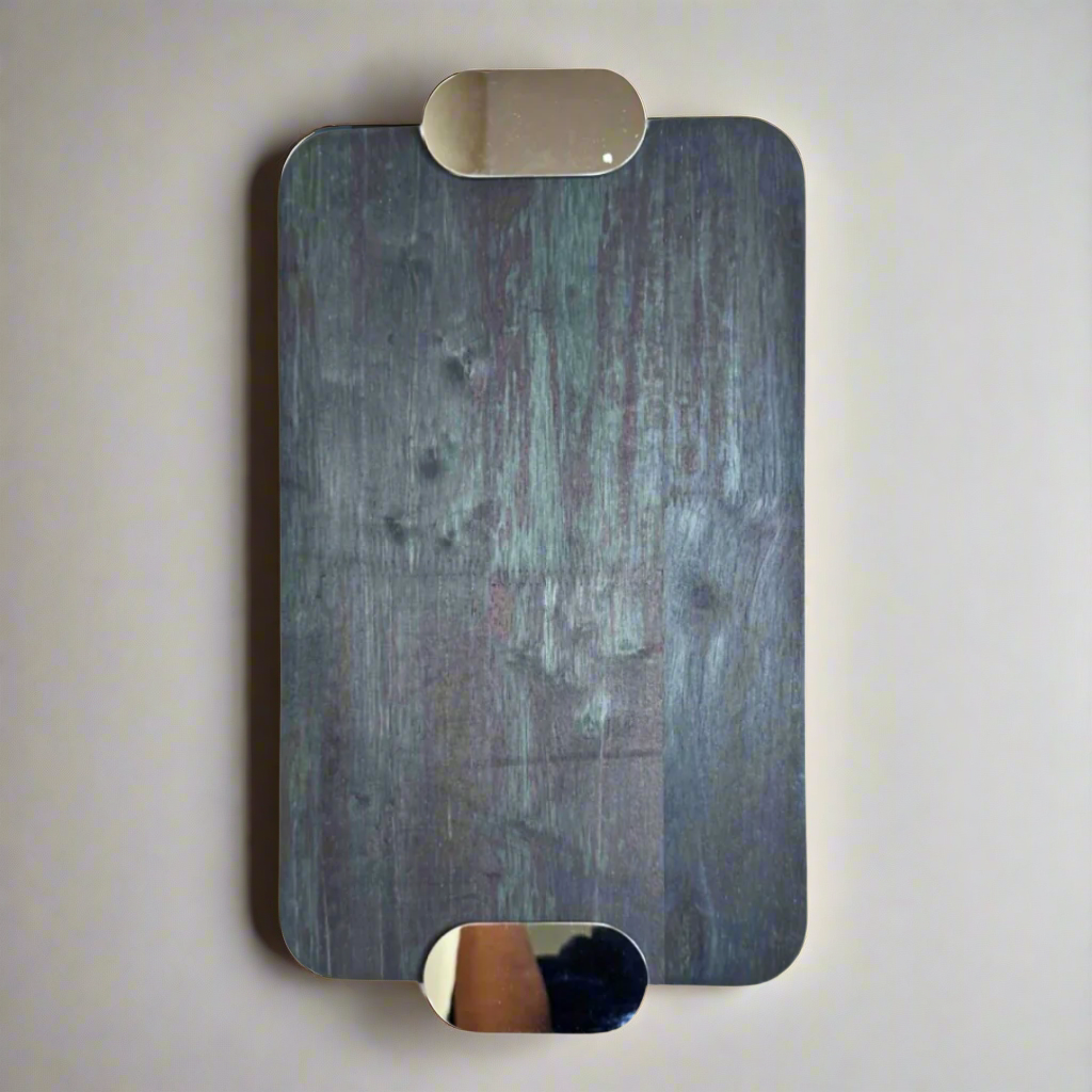 Wooden tray with metal handles – view 3
