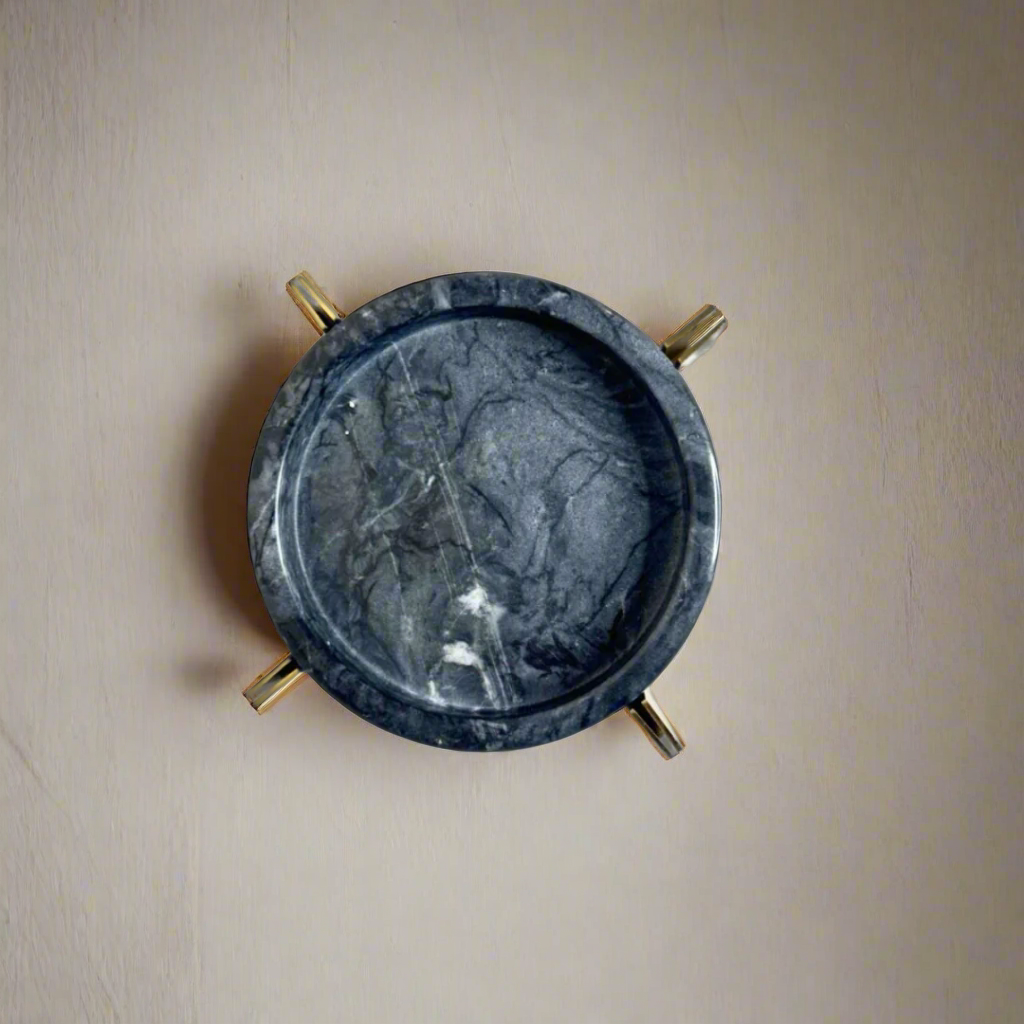 Marble ashtray with metal stand – view 3
