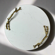 Marble tray with gold handles