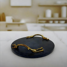 Marble tray with gold handles