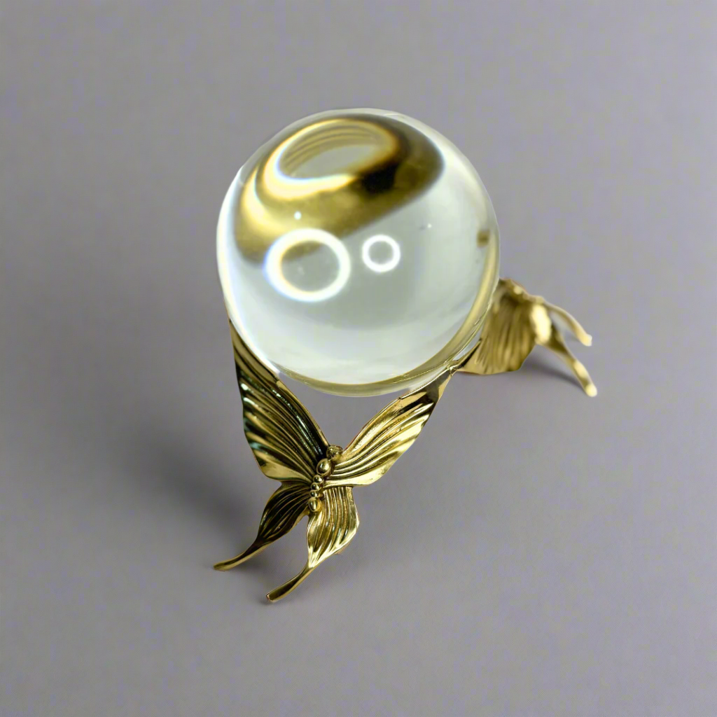 Crystal ball on gold stand – view 5