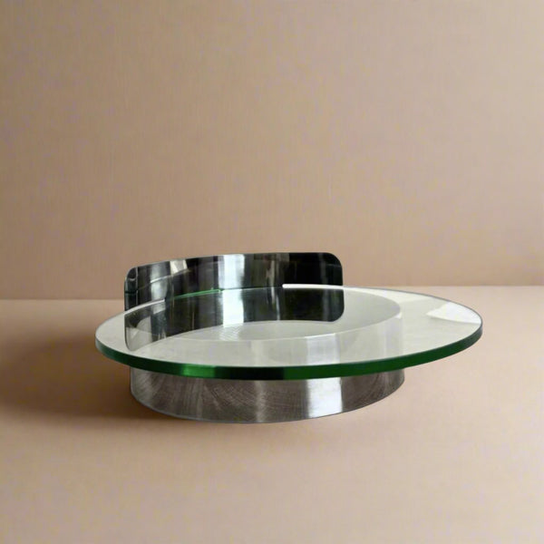 Glass tray on metal stand