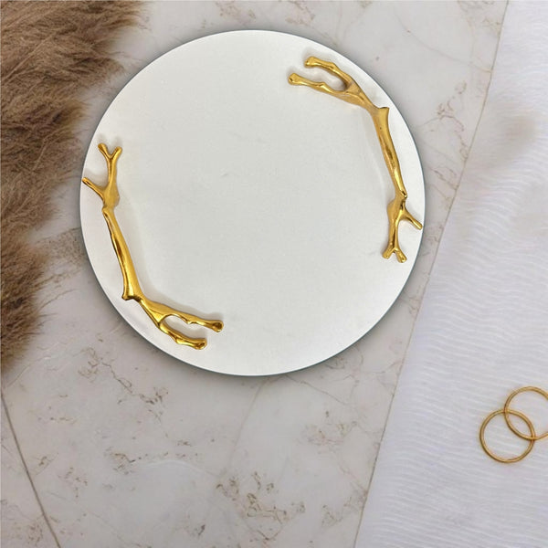 Marble tray with gold handles