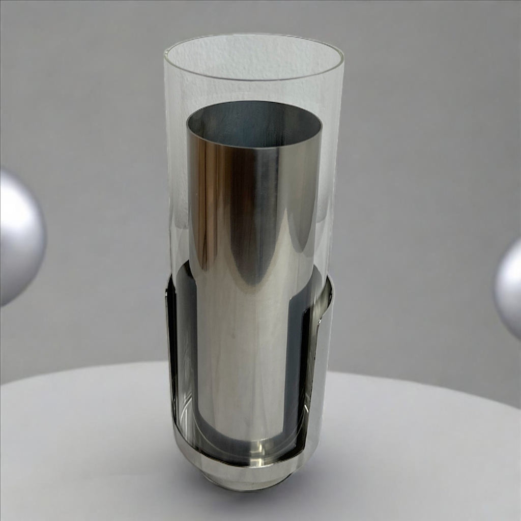 Stainless steel glass and metal vase – view 2