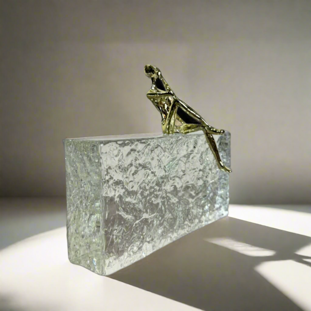 Crystal ornament with gold man – view 2