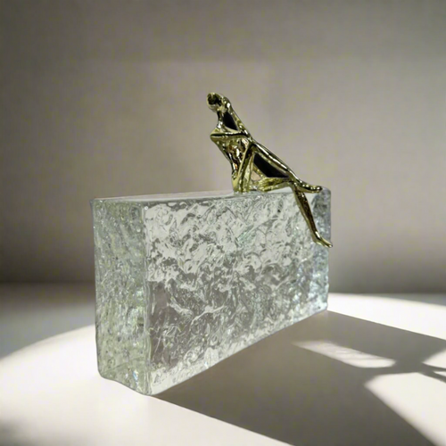 Crystal ornament with gold man – view 2