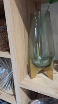 Glass vase on metal stand (TALL)