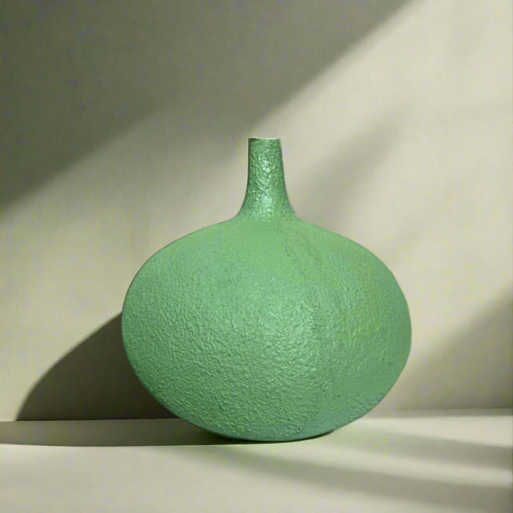 Green vase with long neck – view 3