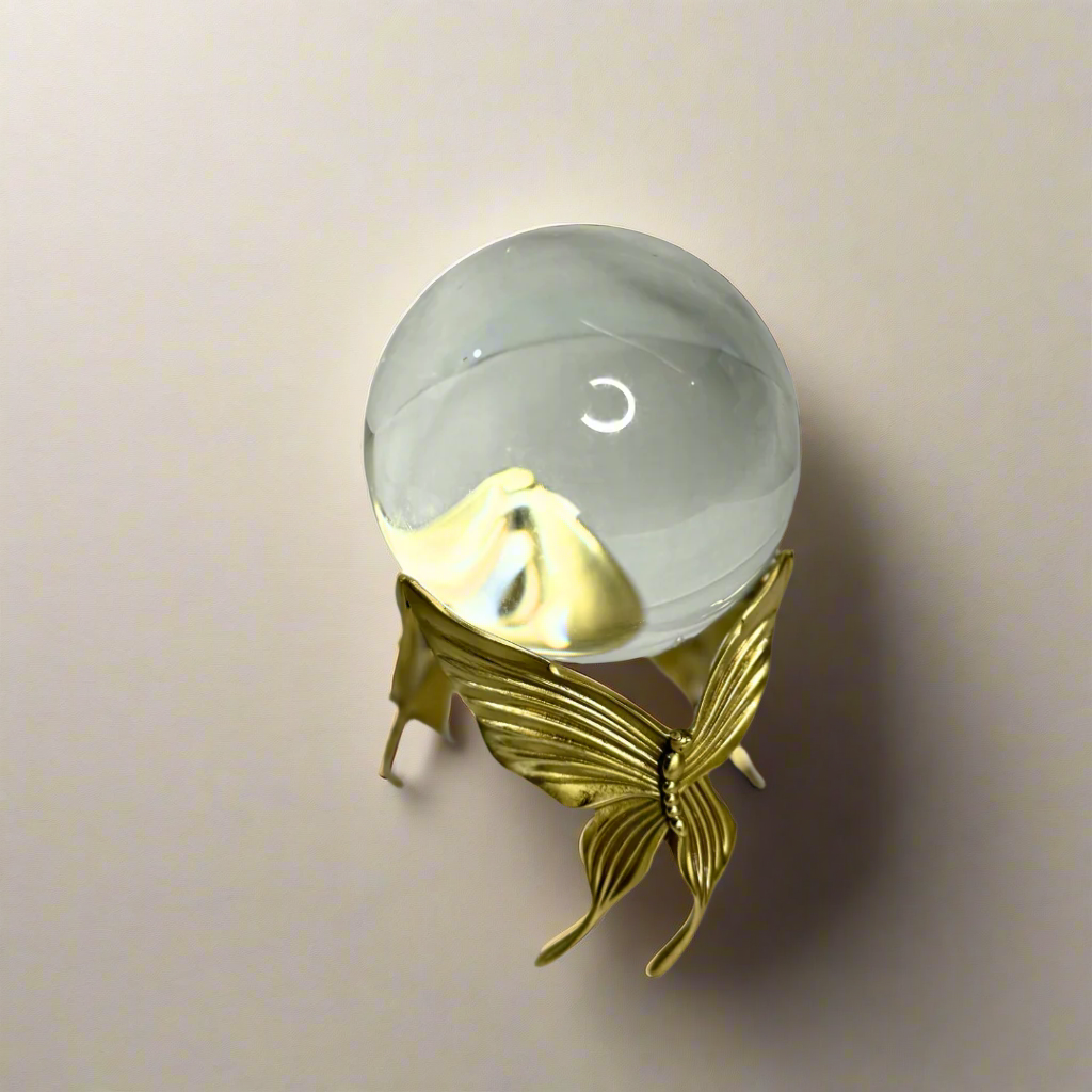 Crystal ball on gold stand – view 6