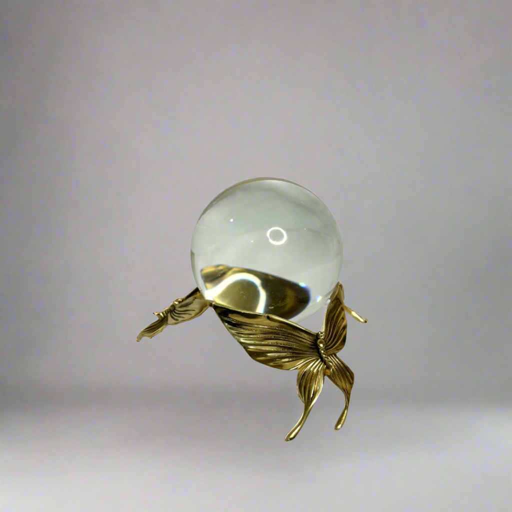 Crystal ball on gold stand – view 7