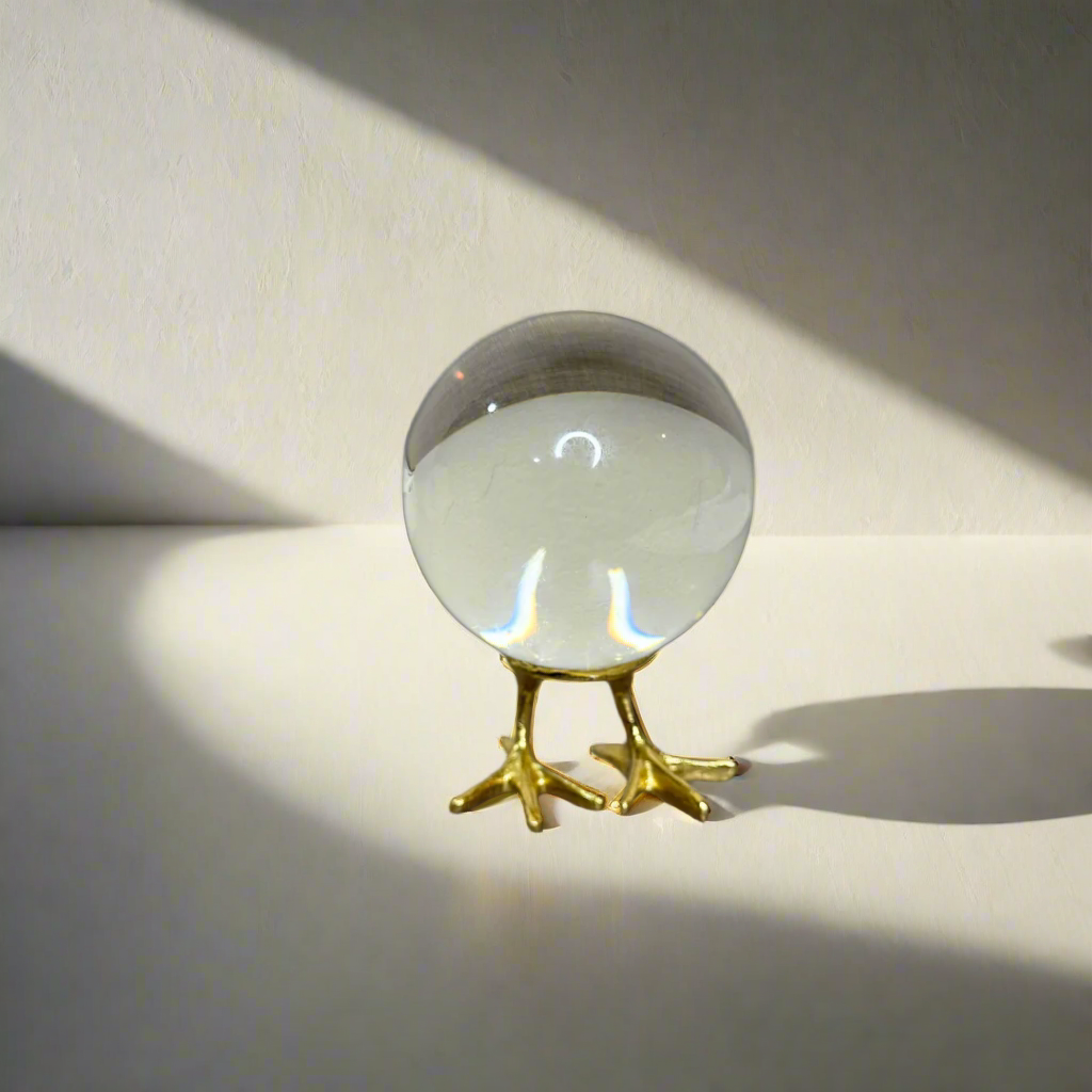Crystal ball on gold stand – view 3