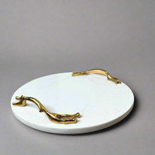 Marble tray with gold handles