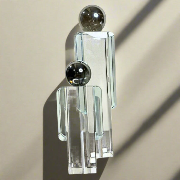 2 piece glass figures with metal head