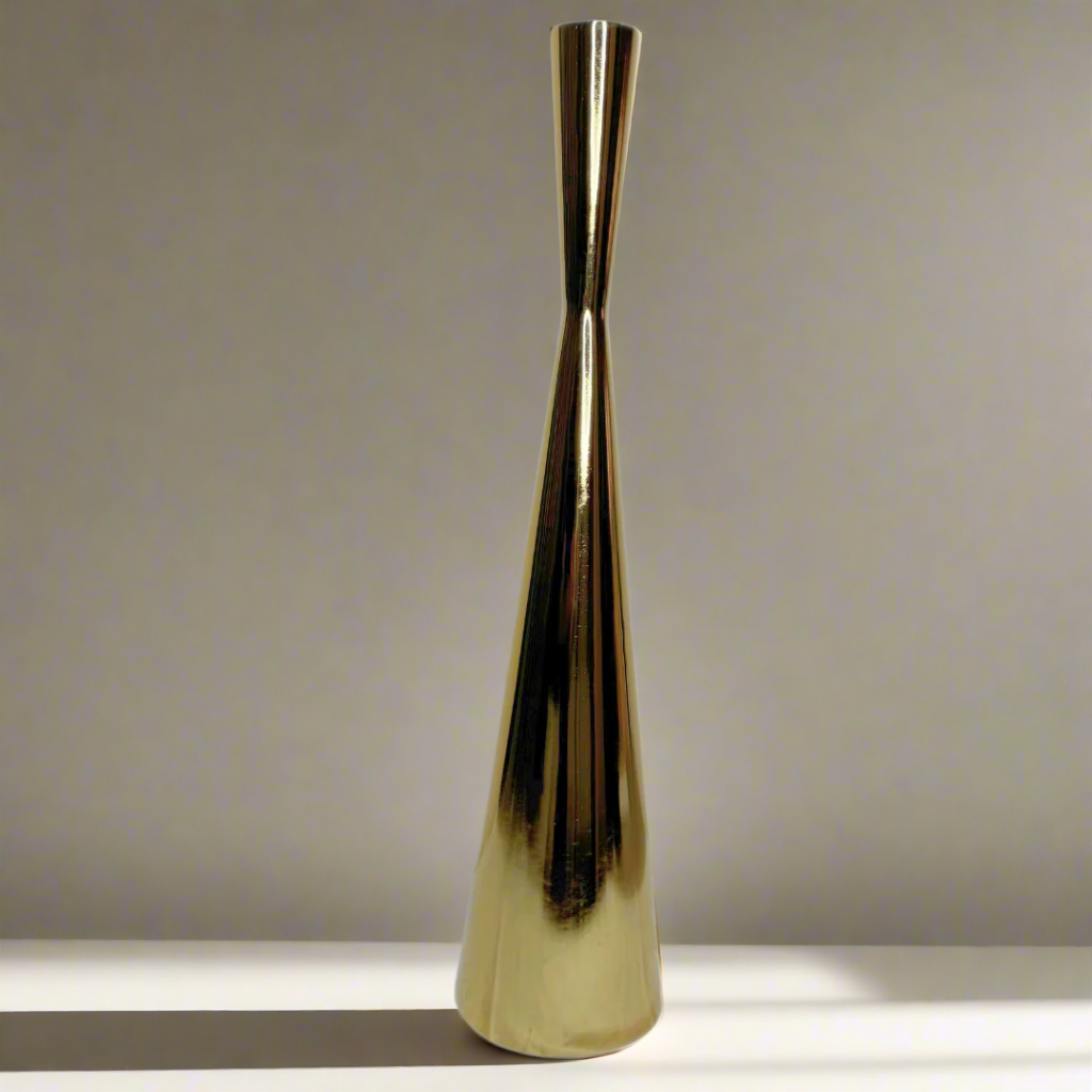 Tall stainless steel gold vase – view 2