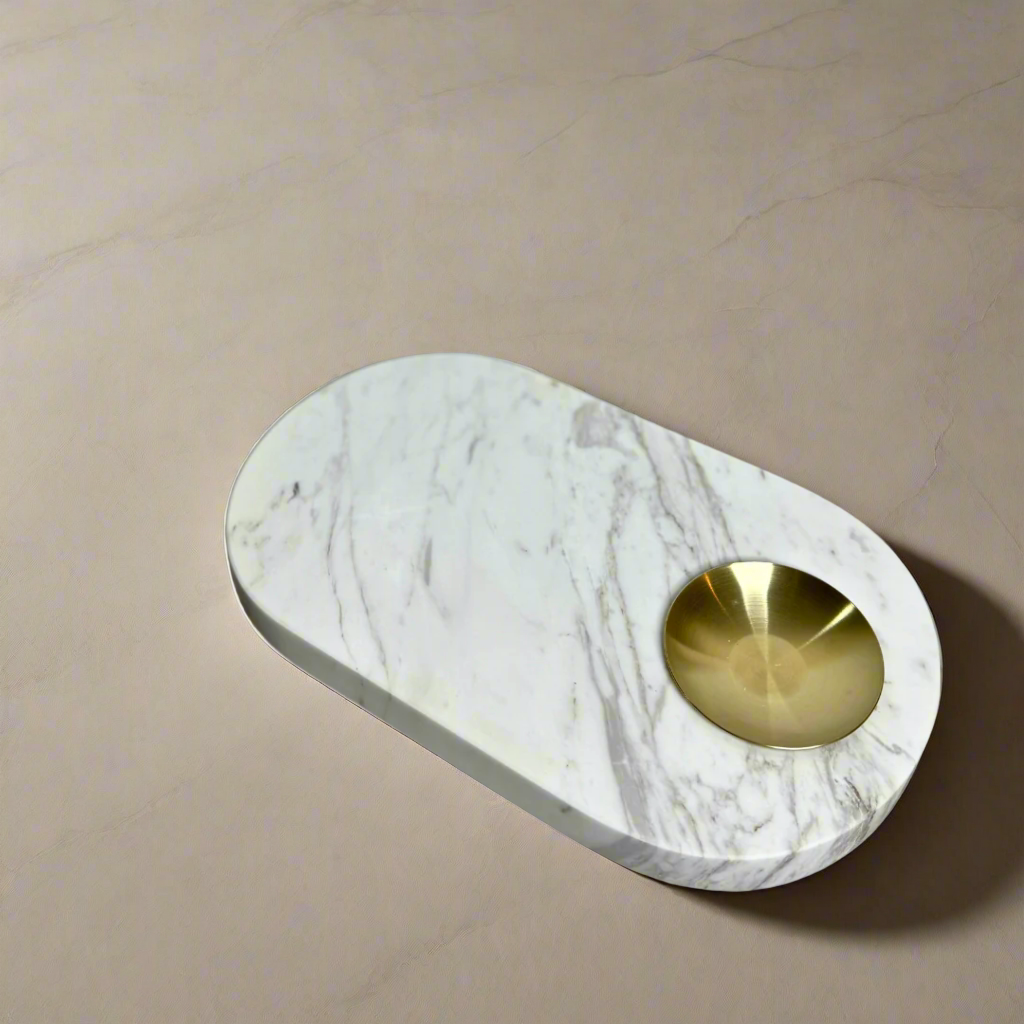 Marble tray with gold plate – view 3