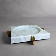 Square marble ashtray, metal stand