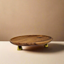 Wooden tray with gold legs