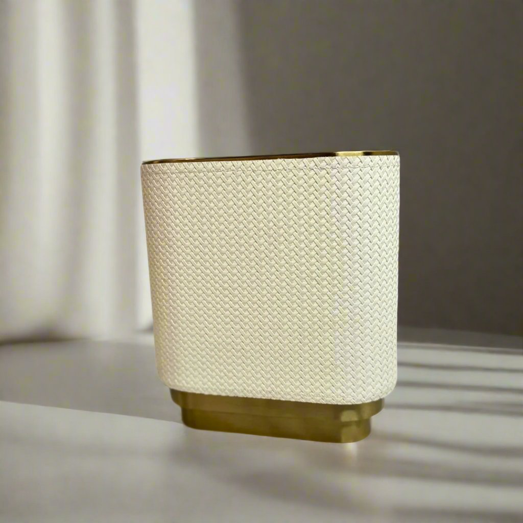 Gold & leather vase