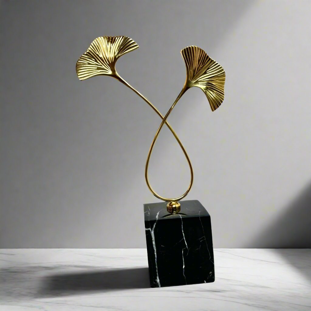 Metal flower with marble base – view 3