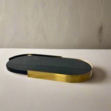 Marble oval tray with gold edge