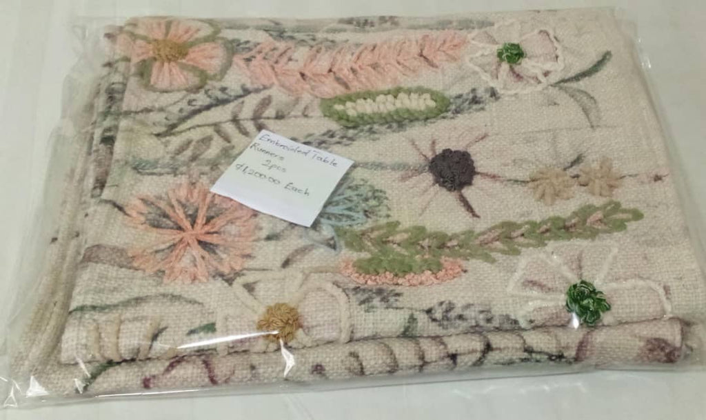 Embroidered floral table runners