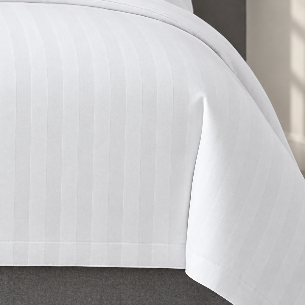 INHOME White striped flat bedsheet — source enhancement