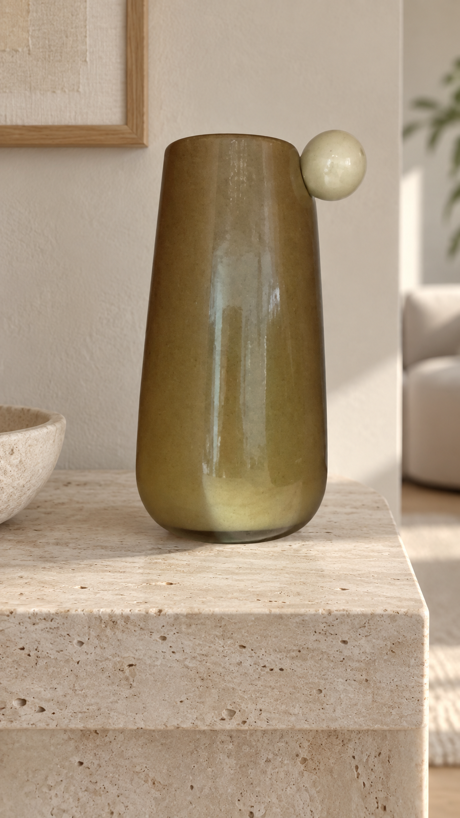 Tall beige vase — lifestyle