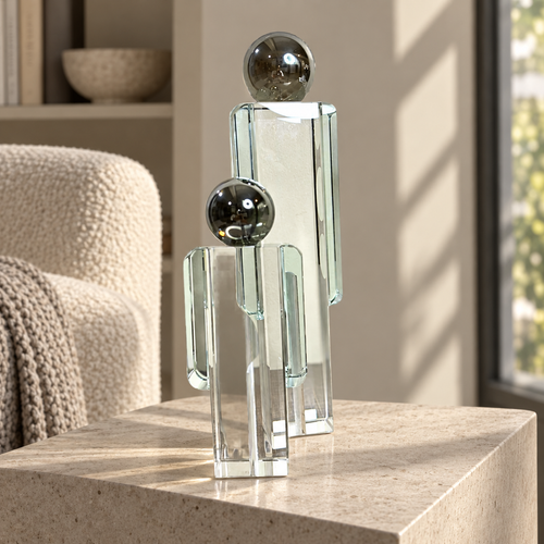 2 piece glass figures with metal head — lifestyle