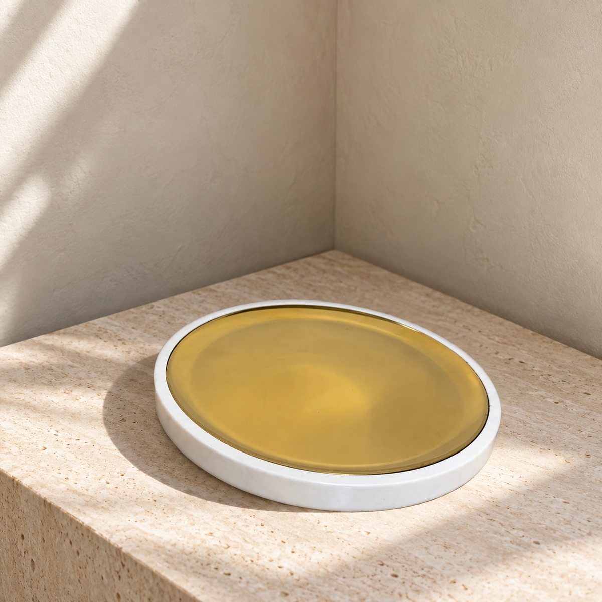 White marble & gold tray — lifestyle