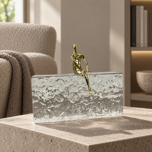 Crystal ornament with gold man — lifestyle