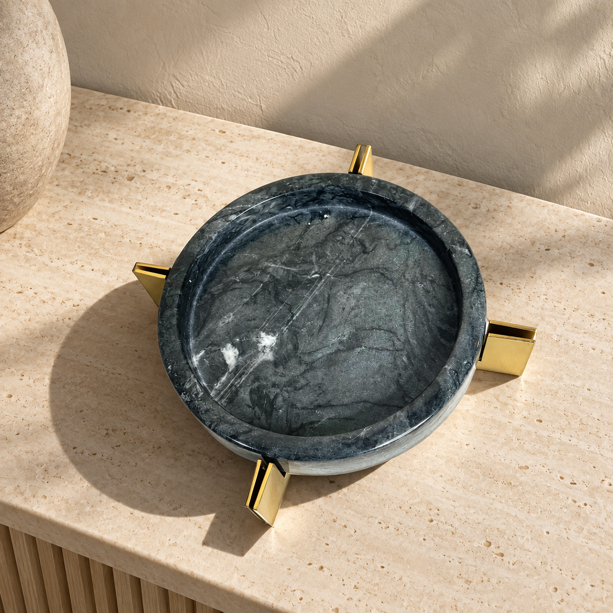 Marble ashtray with metal stand — lifestyle