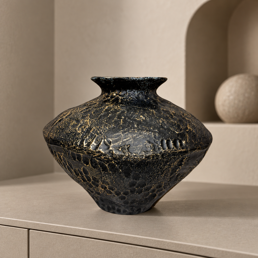 Round rustic vase — lifestyle