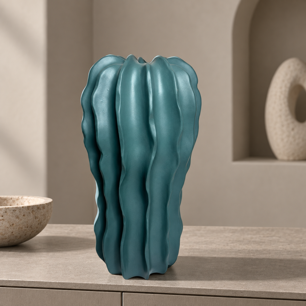 Vase with wavey groves — lifestyle