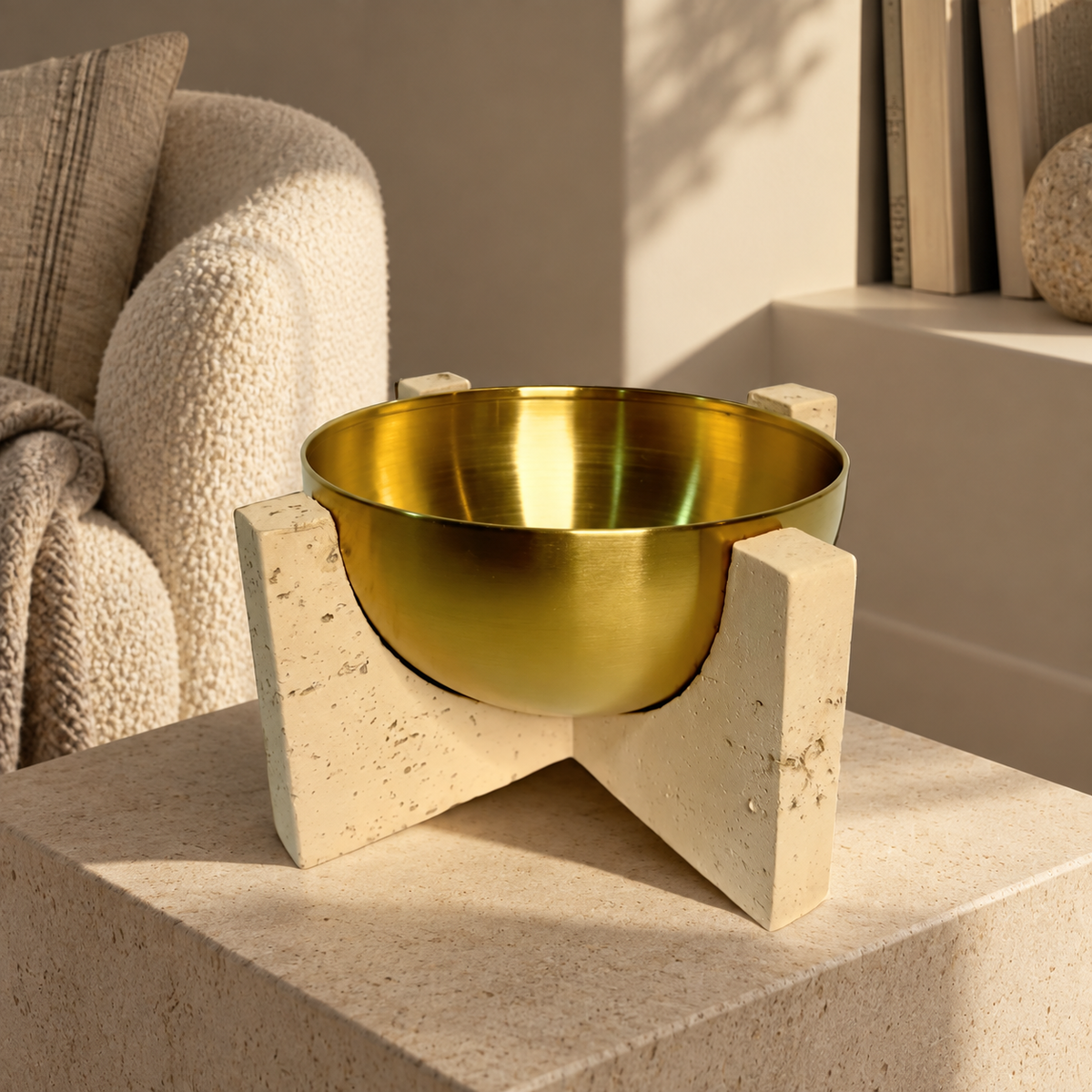 Gold vase with stand - LArge — lifestyle