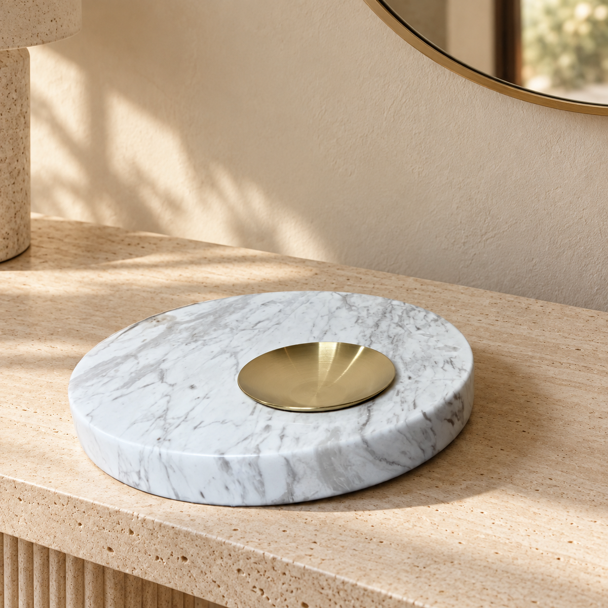 Marble tray with gold plate — lifestyle