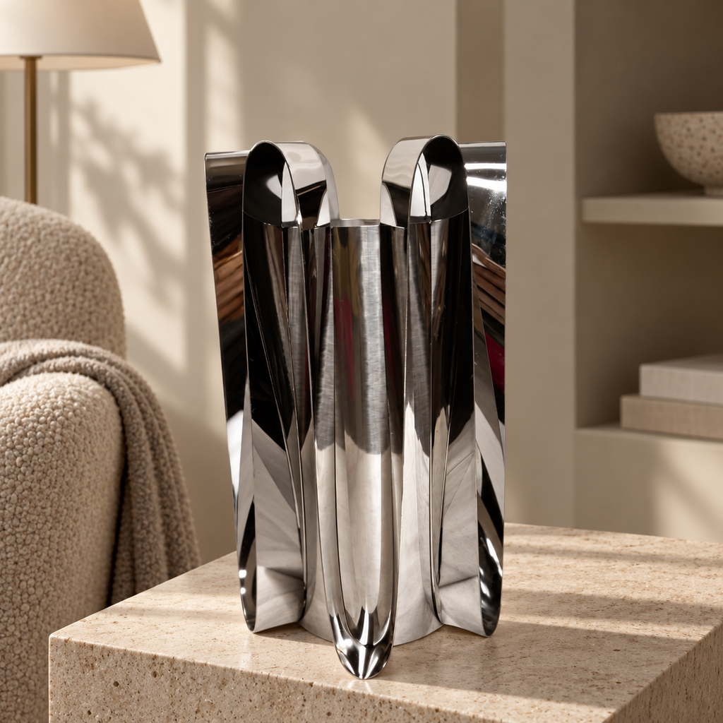 Silver Metal Vase — lifestyle