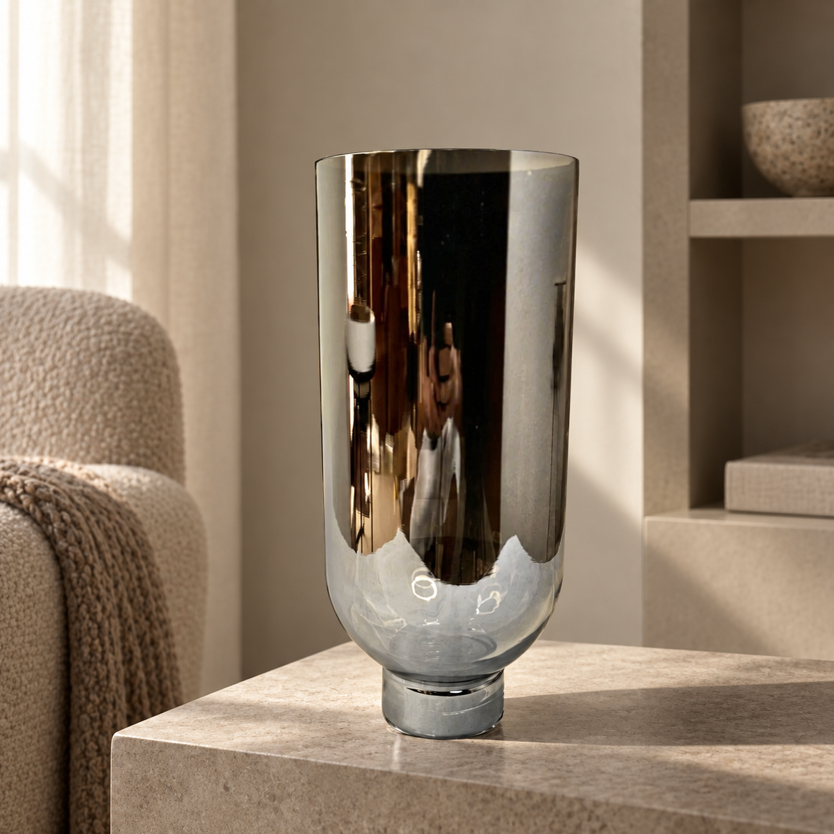 Black glass vase — lifestyle