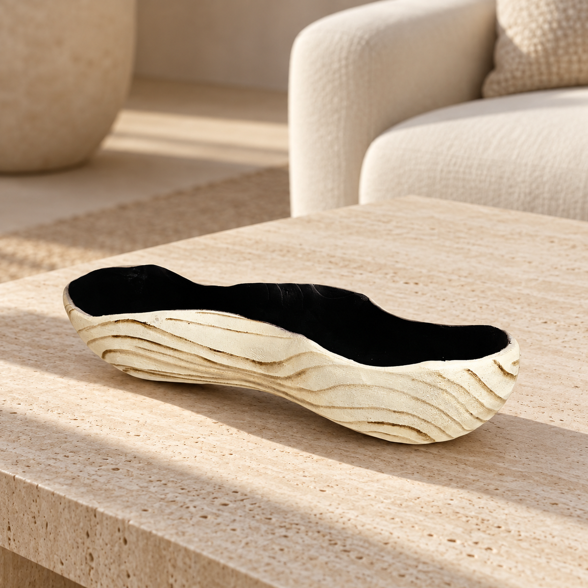 Wooden look design fruit bowl — lifestyle