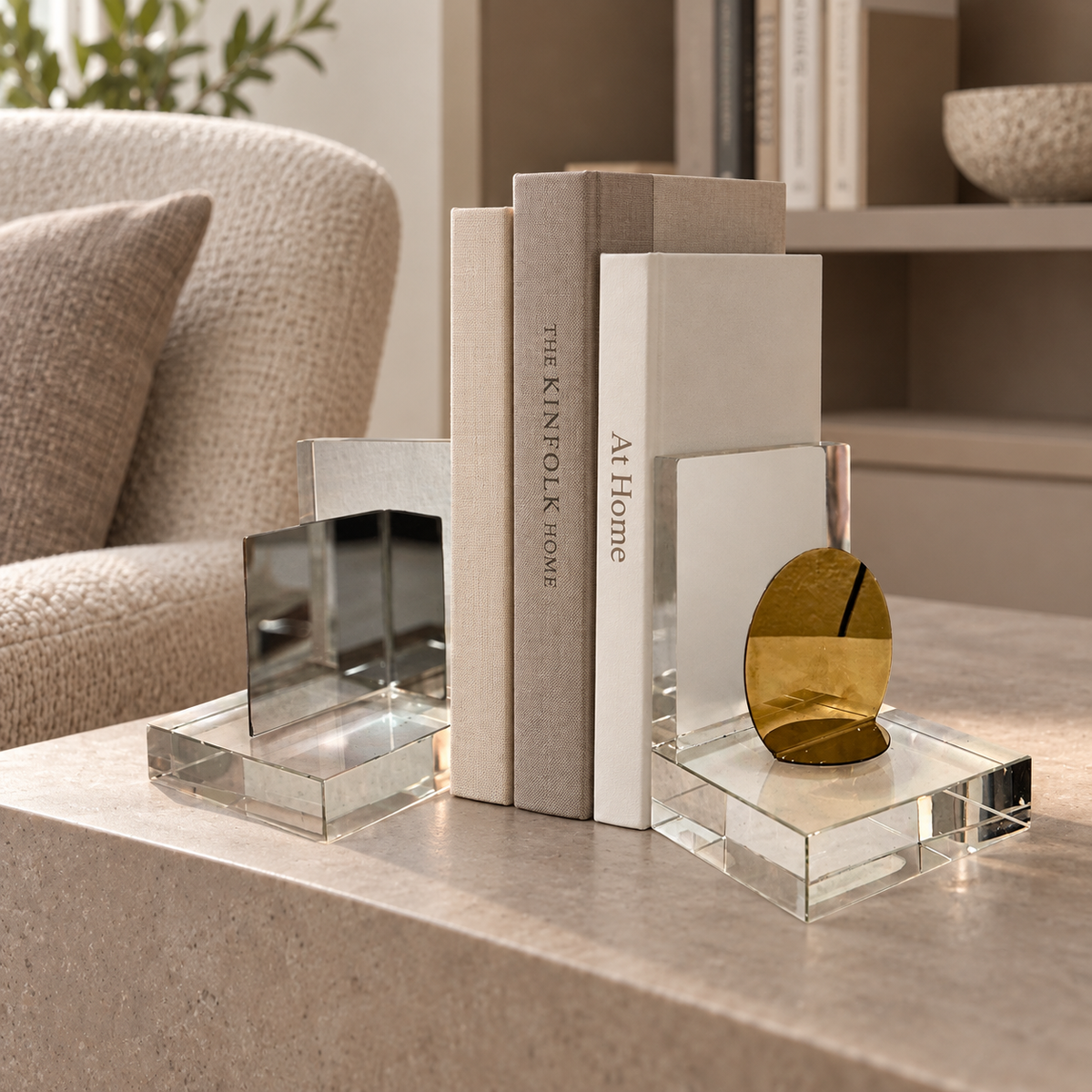 Crystal metal bookend — lifestyle