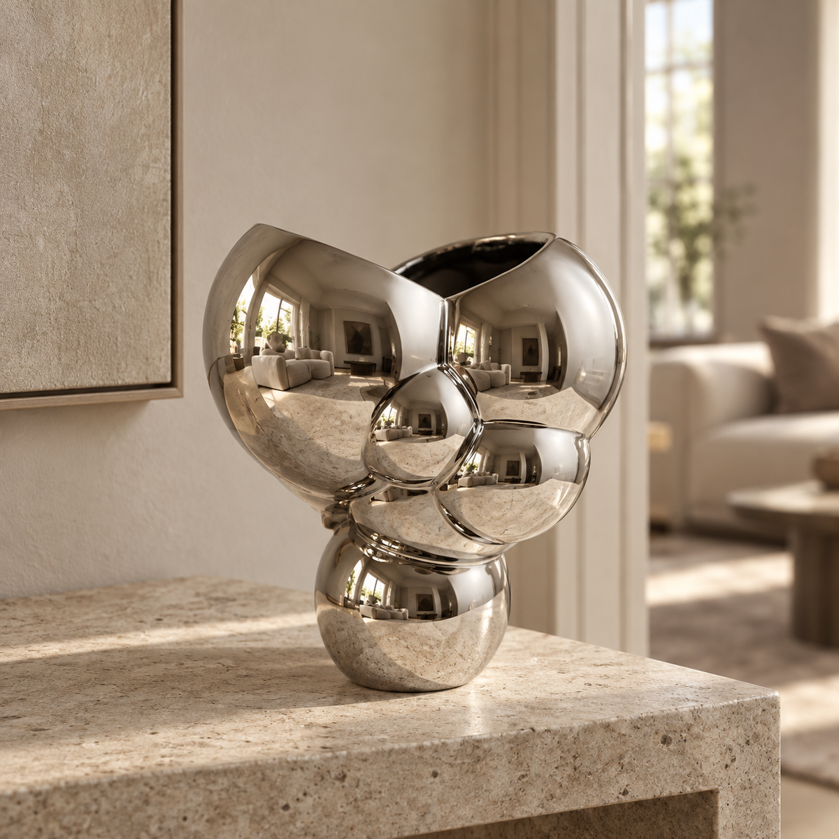 Silver bubble vase — lifestyle