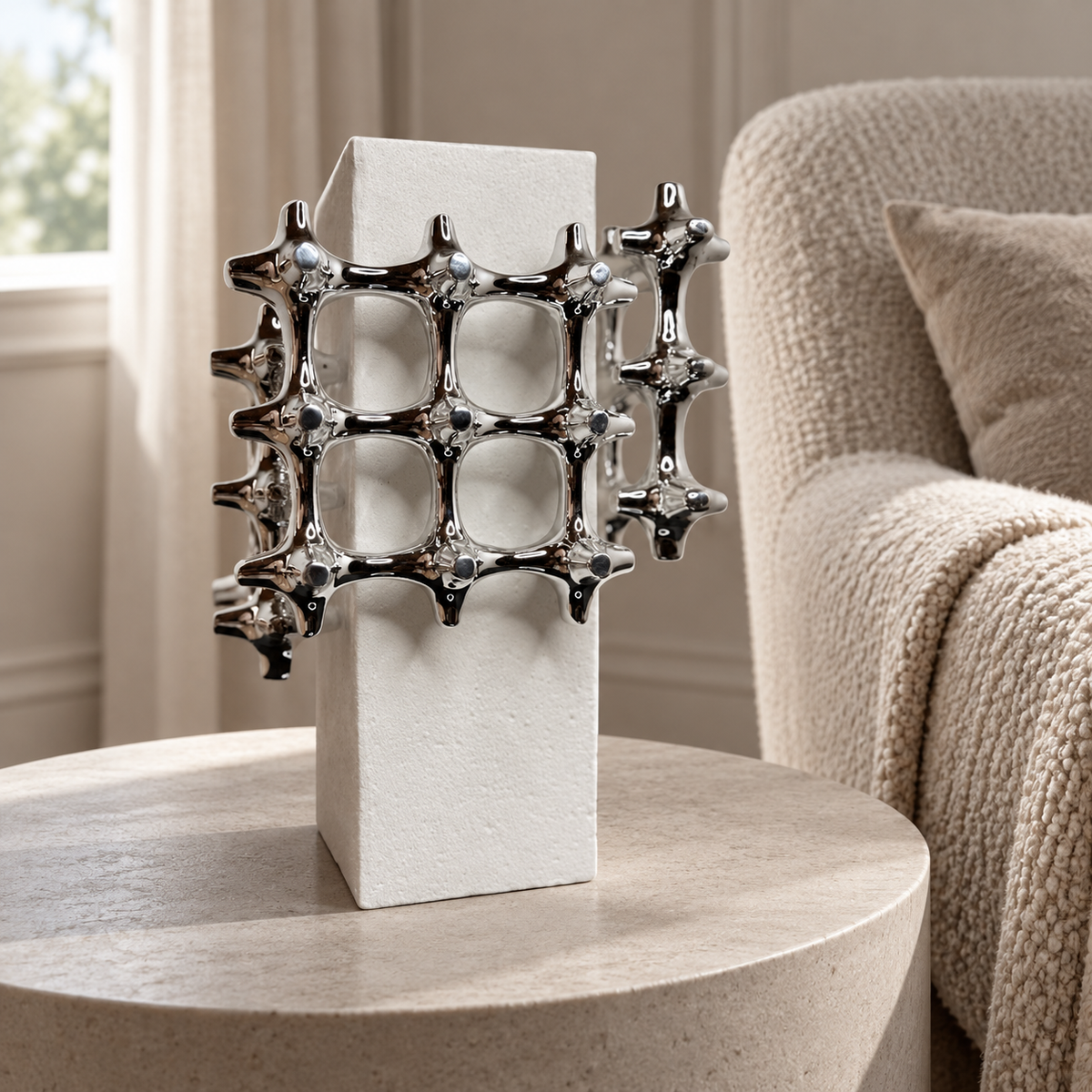 Vase with cross grid details — lifestyle