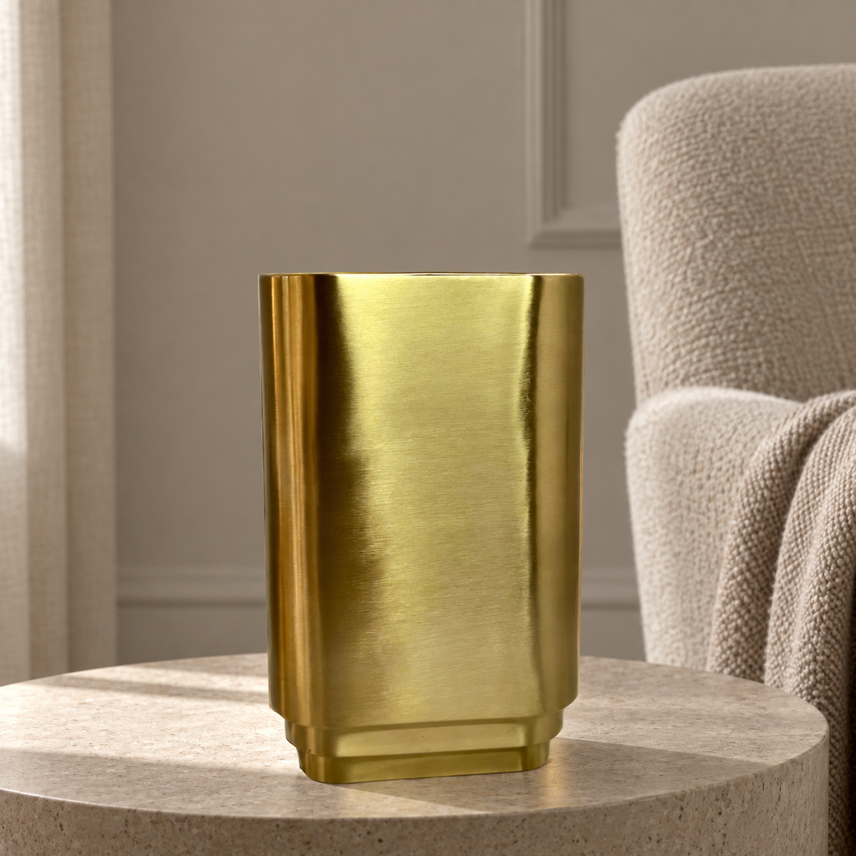 Gold metal vase — lifestyle