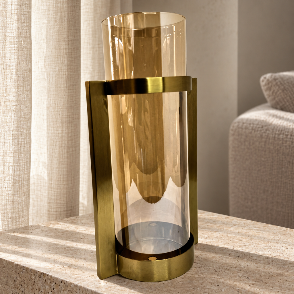 Vase with gold stand — lifestyle